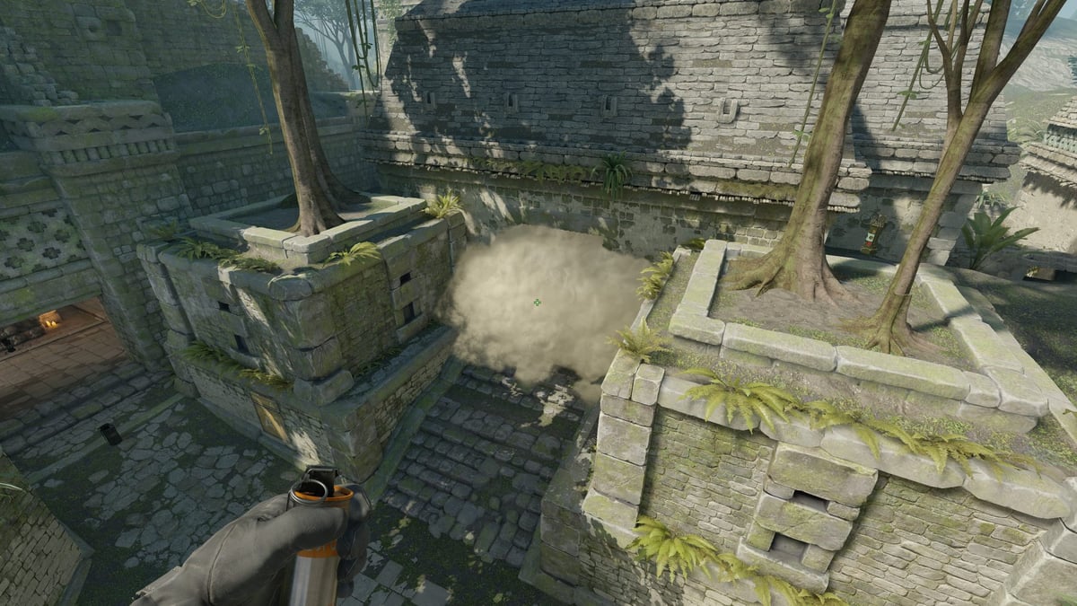 An in-game screenshot of a house smoke on Ancient