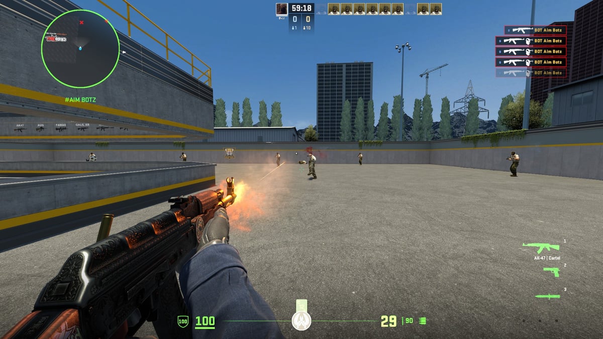 A player using the aim_botz workshop map.