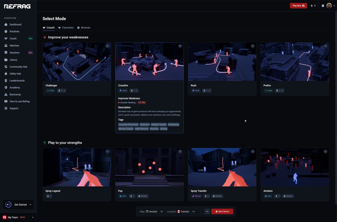A screenshot of the Refrag Dashboard